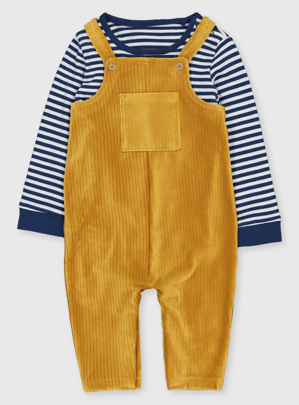 mustard dungarees baby